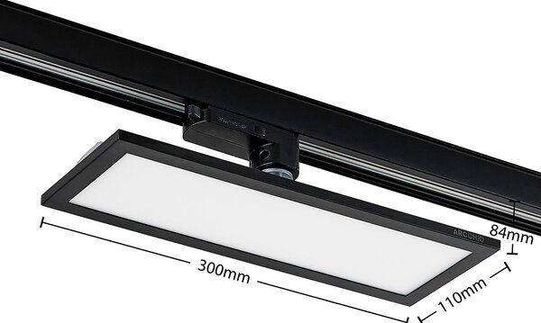 Arcchio Hairis 3-fázisú LED panel, 30 cm, fekete, 3000 K, Fekete, Dolgozószoba / Iroda, Műanyag, Modern