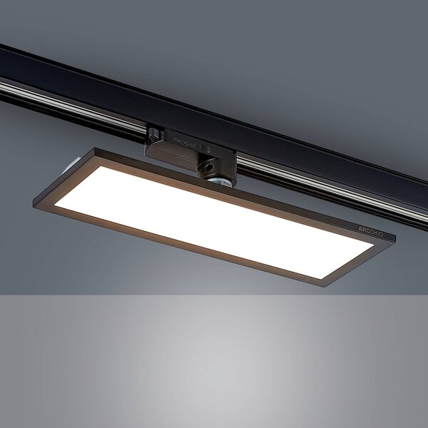 Arcchio Hairis 3-fázisú LED panel, 30 cm, fekete, 3000 K, Fekete, Dolgozószoba / Iroda, Műanyag, Modern