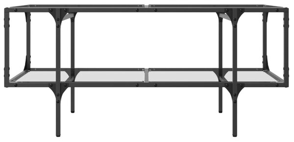Acél dohányzóasztal átlátszó üveglappal 98,5 x 50 x 45 cm