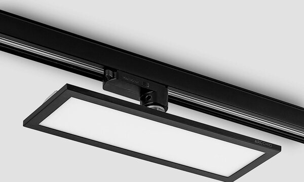 Arcchio Hairis 3-fázisú LED panel, 30 cm, fekete, 3000 K, Fekete, Dolgozószoba / Iroda, Műanyag, Modern