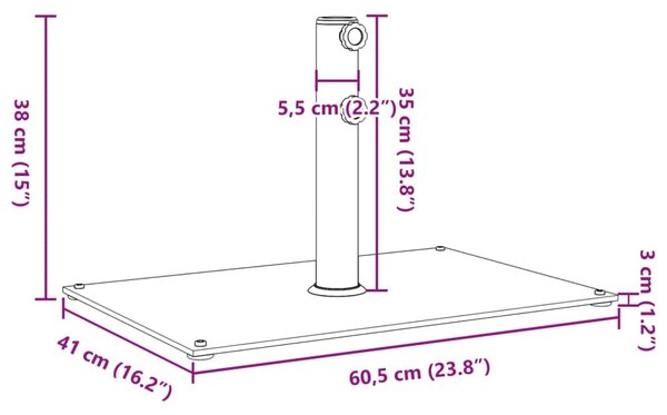 Téglalap alakú napernyőtalp Ø32/38/48 mm-es rúdhoz 15 kg