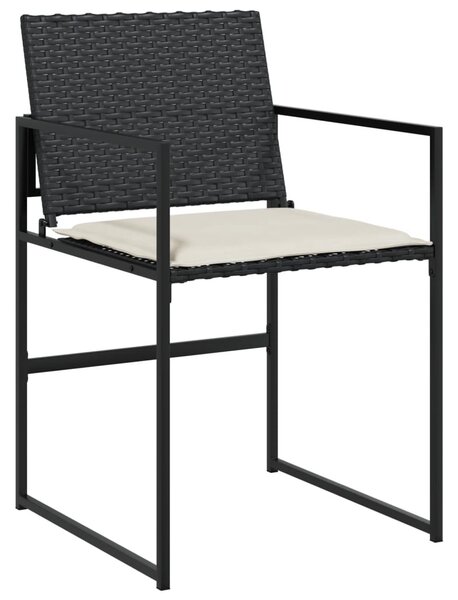 11 részes fekete polyrattan kerti étkezőgarnitúra párnákkal