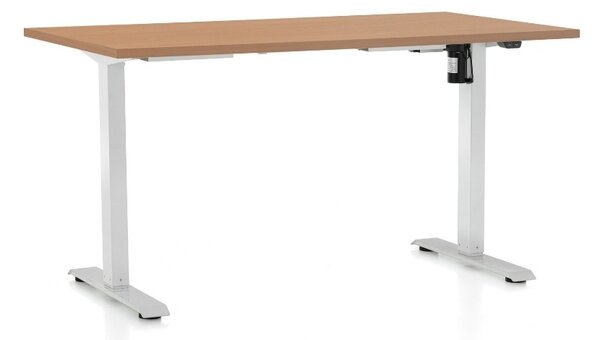 Állítható magasságú asztal OfficeTech A, 120 x 80 cm, fehér alap, bükkfa