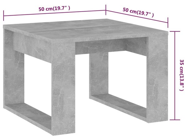 Betonszürke szerelt fa kisasztal 50 x 50 x 35 cm