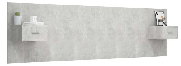 Modern Ágyfejtámla Éjjeliszekrénnyel - Beton Szürke - 200cm