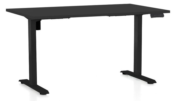Állítható magasságú asztal OfficeTech B, 120 x 80 cm, fekete alap, fekete