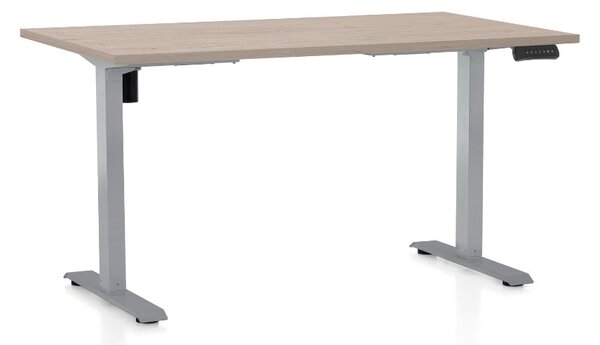 Állítható magasságú asztal OfficeTech B, 120 x 80 cm, szürke alap, tölgy