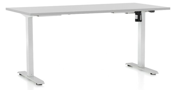 Állítható magasságú asztal OfficeTech A, 160 x 80 cm, fehér alap, világos szürke