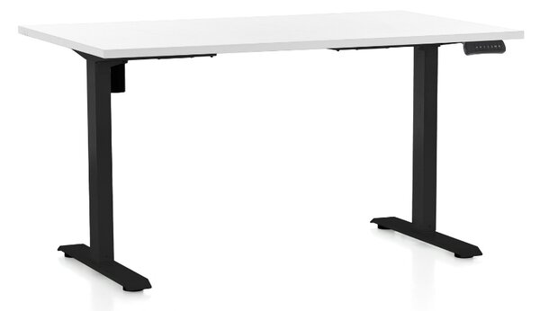 Állítható magasságú asztal OfficeTech B, 140 x 80 cm, fekete alap, fehér