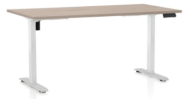 Állítható magasságú asztal OfficeTech B, 160 x 80 cm, fehér alap, tölgy