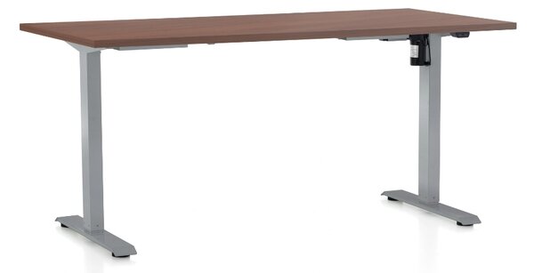Állítható magasságú asztal OfficeTech A, 160 x 80 cm, szürke alap, dió