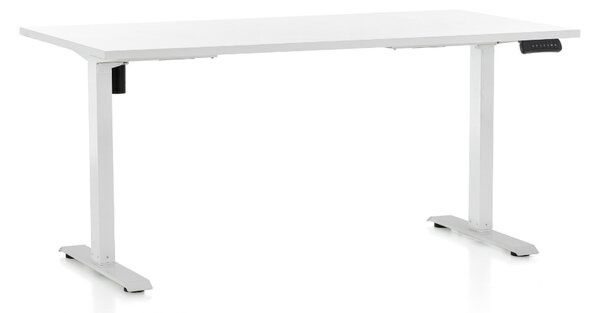 Állítható magasságú asztal OfficeTech B, 160 x 80 cm, fehér alap, fehér