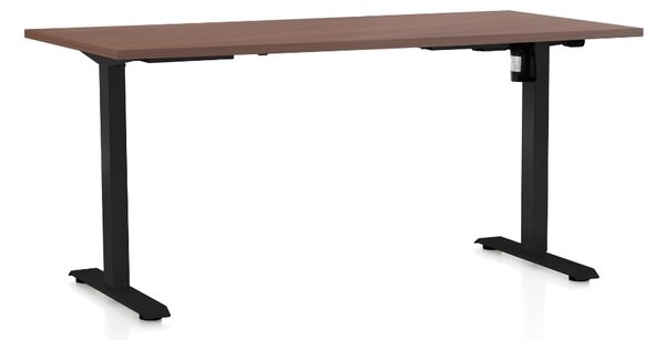 Állítható magasságú asztal OfficeTech A, 160 x 80 cm, fekete alap, dió