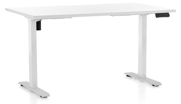 Állítható magasságú asztal OfficeTech B, 120 x 80 cm, fehér alap, fehér