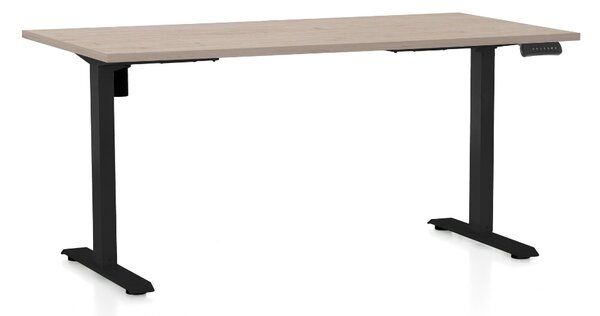 Állítható magasságú asztal OfficeTech B, 160 x 80 cm, fekete alap, tölgy