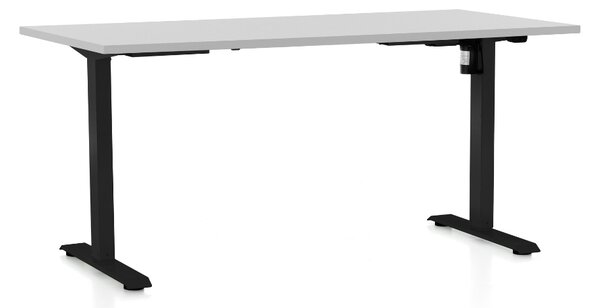 Állítható magasságú asztal OfficeTech A, 160 x 80 cm, fekete alap, világos szürke