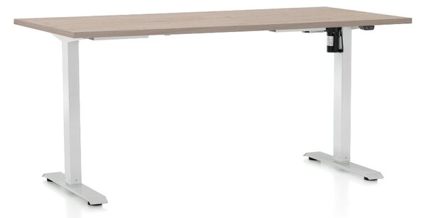 Állítható magasságú asztal OfficeTech A, 160 x 80 cm, fehér alap, tölgy