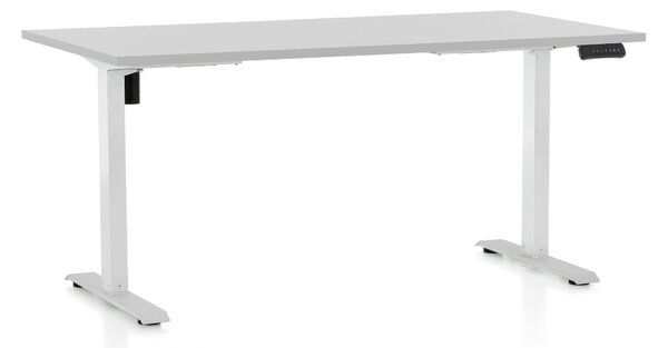 Állítható magasságú asztal OfficeTech B, 160 x 80 cm, fehér alap, világos szürke