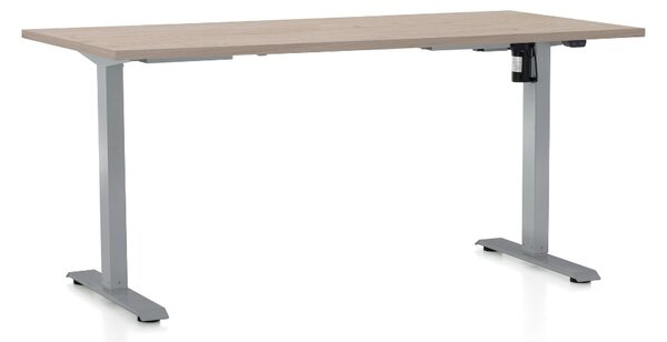 Állítható magasságú asztal OfficeTech A, 160 x 80 cm, szürke alap, tölgy