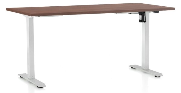 Állítható magasságú asztal OfficeTech A, 160 x 80 cm, fehér alap, dió