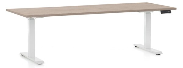 Állítható magasságú asztal OfficeTech C, 200 x 80 cm, fehér alap, tölgy