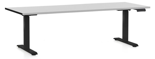Állítható magasságú asztal OfficeTech C, 200 x 80 cm, fekete alap, világos szürke