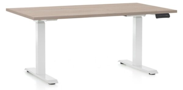 Állítható magasságú asztal OfficeTech D, 120 x 80 cm, fehér alap, tölgy