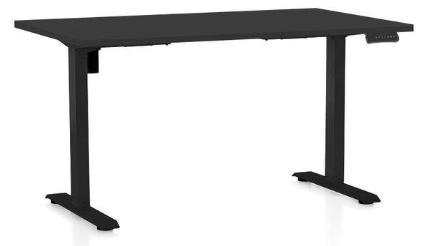 Állítható magasságú asztal OfficeTech B, 140 x 80 cm, fekete alap, fekete