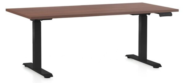 Állítható magasságú asztal OfficeTech C, 160 x 80 cm, fekete alap, dió