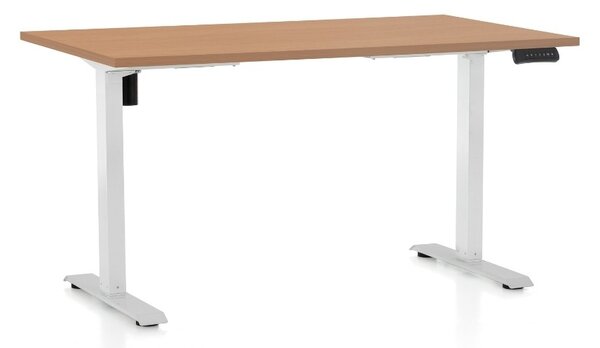 Állítható magasságú asztal OfficeTech B, 120 x 80 cm, fehér alap, bükkfa