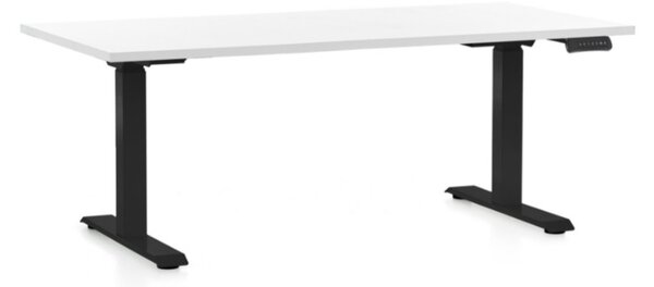 Állítható magasságú asztal OfficeTech C, 160 x 80 cm, fekete alap, fehér