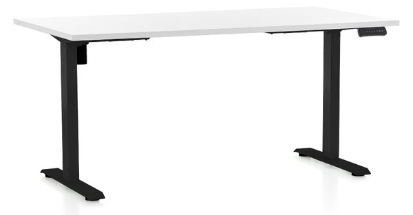 Állítható magasságú asztal OfficeTech B, 160 x 80 cm, fekete alap, fehér