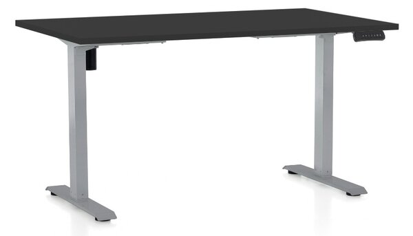 Állítható magasságú asztal OfficeTech B, 140 x 80 cm, szürke alap, fekete