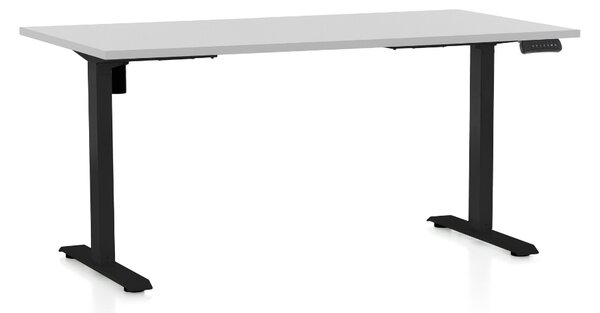 Állítható magasságú asztal OfficeTech B, 160 x 80 cm, fekete alap, világos szürke