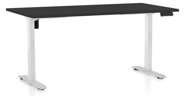 Állítható magasságú asztal OfficeTech B, 160 x 80 cm, fehér alap, fekete