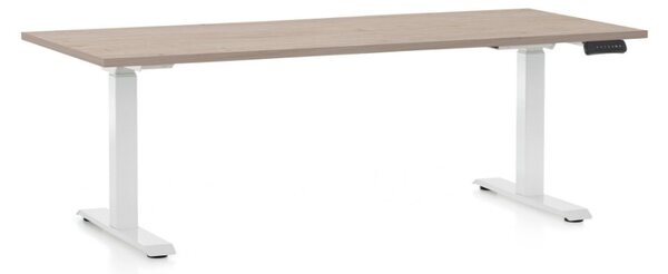 Állítható magasságú asztal OfficeTech C, 180 x 80 cm, fehér alap, tölgy