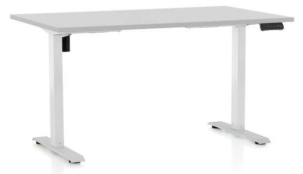Állítható magasságú asztal OfficeTech B, 120 x 80 cm, fehér alap, világos szürke