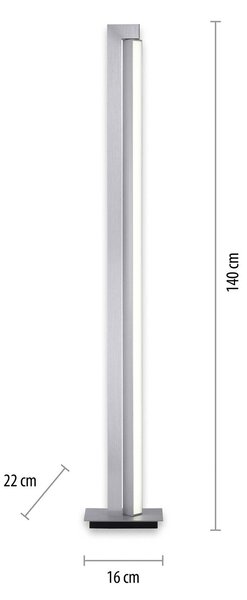 PURE LED állólámpa Lines, ezüst, távirányítóval, 140 cm, dimmelhető, Alu / szürke / cink, Nappali / Étkező, fém, Modern