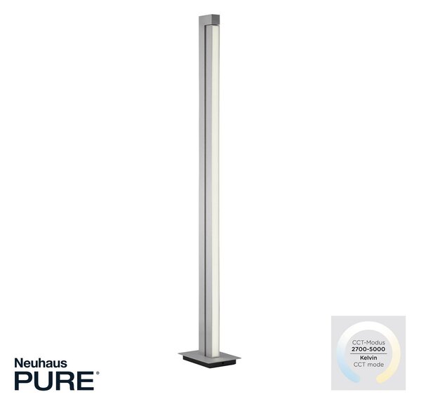 PURE LED állólámpa Lines, ezüst, távirányítóval, 140 cm, dimmelhető, Alu / szürke / cink, Nappali / Étkező, fém, Modern
