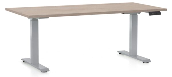 Állítható magasságú asztal OfficeTech D, 160 x 80 cm, szürke alap, tölgy