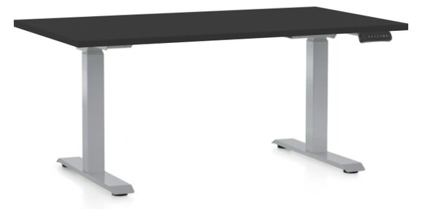 Állítható magasságú asztal OfficeTech D, 120 x 80 cm, szürke alap, fekete