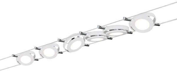 Paulmann RoundMac LED-kötélrendszer, 6-ágú, Króm / ezüst, Nappali / Étkező, fém, Modern