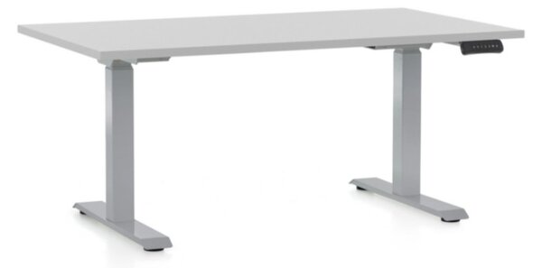 Állítható magasságú asztal OfficeTech D, 120 x 80 cm, szürke alap, világos szürke