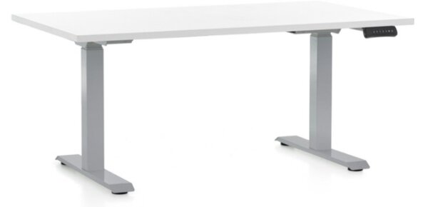 Állítható magasságú asztal OfficeTech D, 120 x 80 cm, szürke alap, fehér