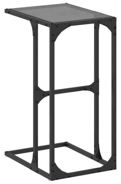Acél kisasztal fekete üveglappal 40 x 30 x 61,5 cm