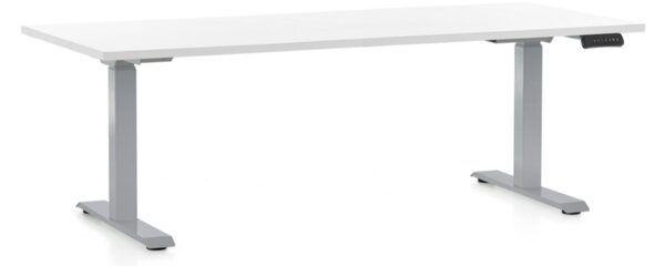 Állítható magasságú asztal OfficeTech D, 180 x 80 cm, szürke alap, fehér