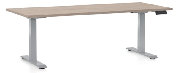 Állítható magasságú asztal OfficeTech D, 180 x 80 cm, szürke alap, tölgy