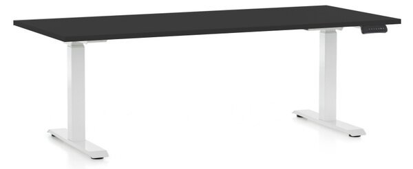 Állítható magasságú asztal OfficeTech D, 180 x 80 cm, fehér alap, fekete