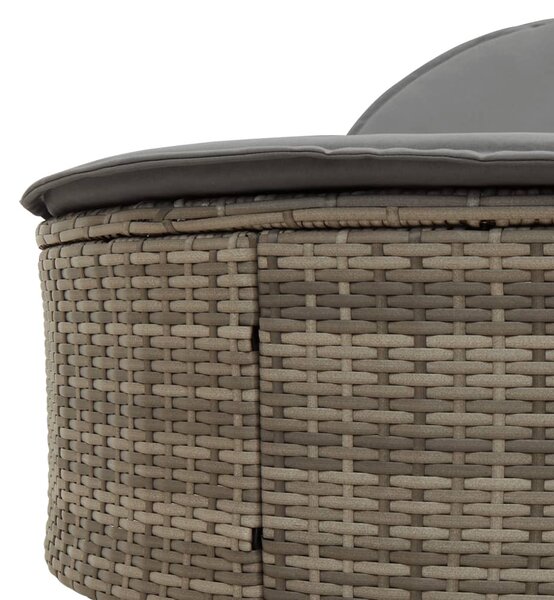 Szürke polyrattan dupla napozóágy párnával