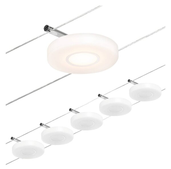 Paulmann Wire DiscLED LED kábelrendszer, 5 izzós, Fehér / opál, Folyosó, Műanyag, Modern